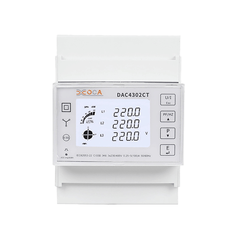 Dac4302CT DIN Rail AC ثلاث مراحل Modbus عداد الطاقة الذكي المتعدد