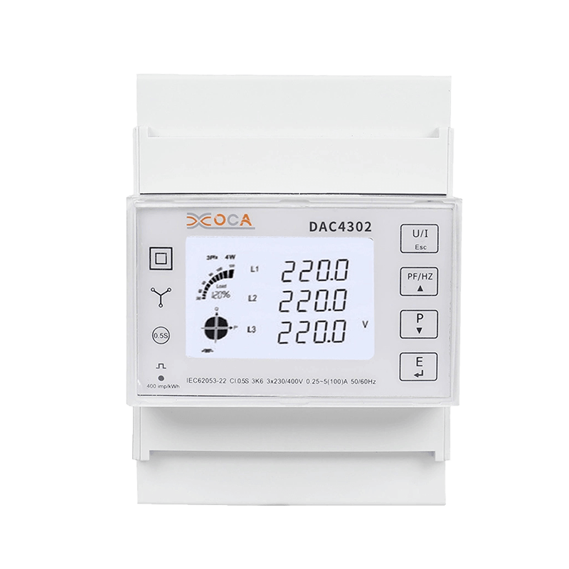 Dac4302 DIN Rail AC ثلاث مراحل 2t عداد الطاقة الكهربائية