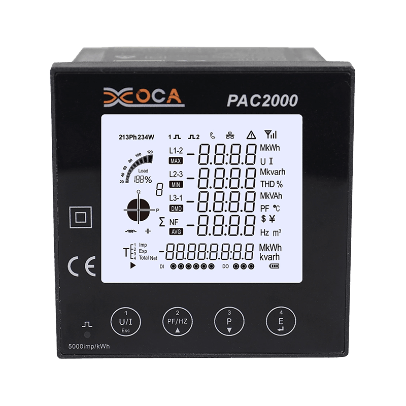 مقياس الطاقة الرقمي متعدد الوظائف بلوحة LCD الذكية PAC2000